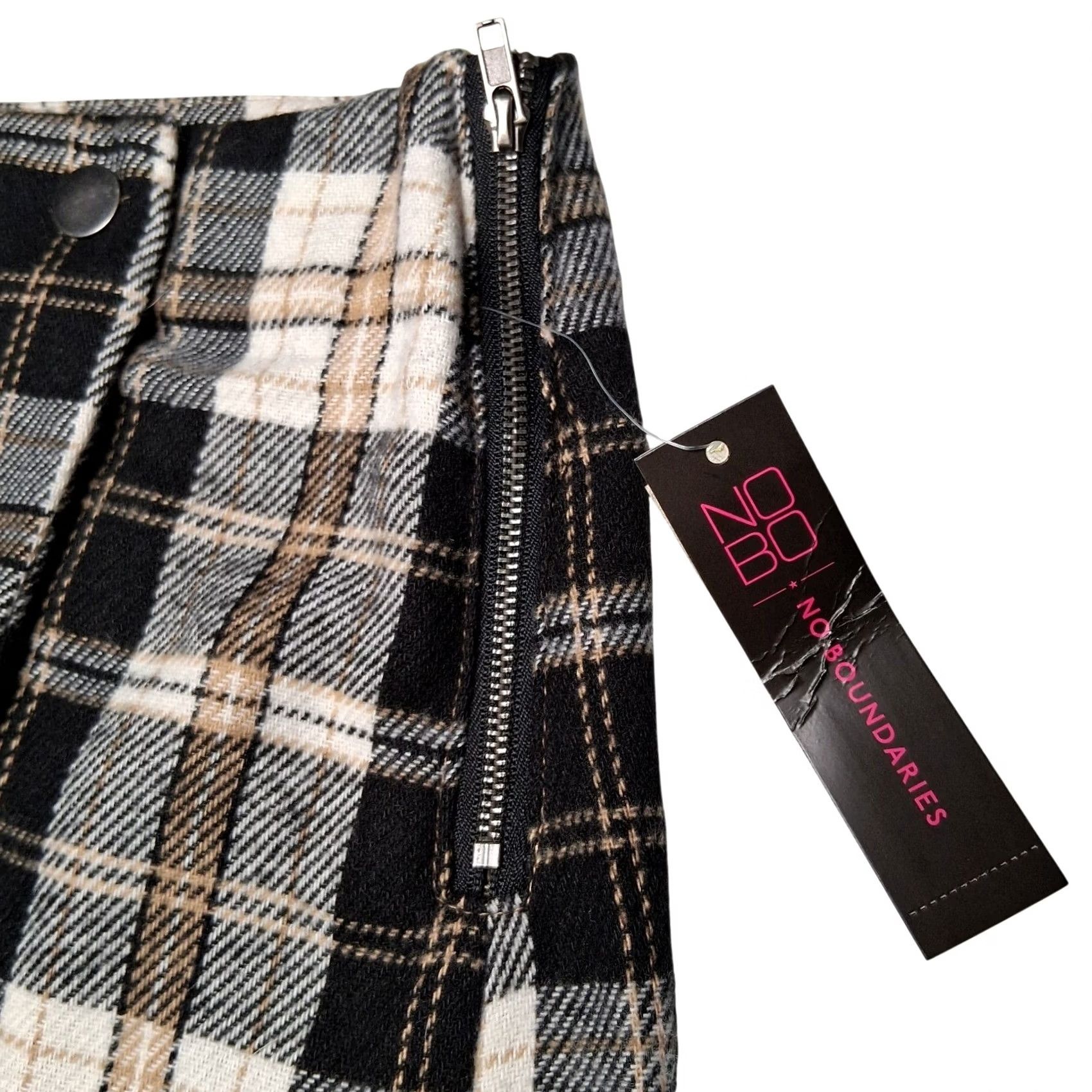 Vintage VINTAGE No Boundaries Skirt Womens XS Black NOBO Mini Plaid Flannel Faux Wrap Academia Y2K Size 26" / US 2 / IT 38 - 4 Thumbnail