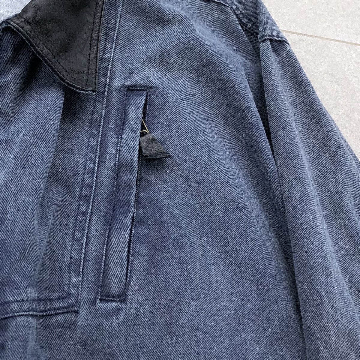 Vintage Vintage SENT HOMME Sun Faded Denim Leather Baggy Jacket Size US M / EU 48-50 / 2 - 15 Thumbnail