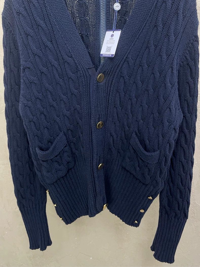 Thom Browne Thom browne Navy blue back zipper gold buckle knitted jacke Size US S / EU 44-46 / 1 - 3 Thumbnail
