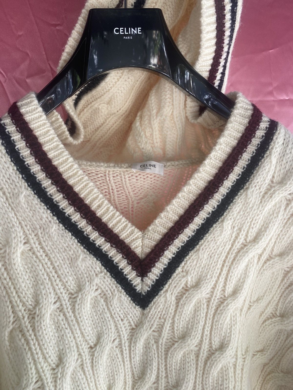 Celine NWT cable knit chunky hoodie sweater Size US M / EU 48-50 / 2 - 7 Thumbnail