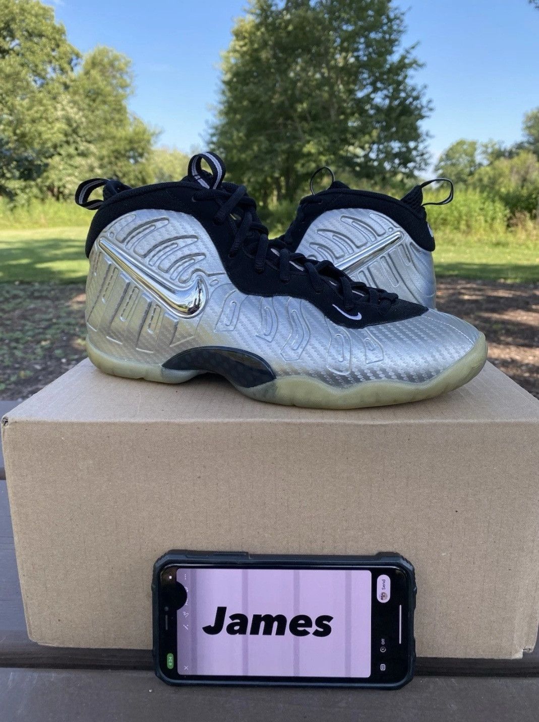 Nike Nike Little Posite Foamposite Pro GS Silver Surfer Size US 7 / EU 40 - 1 Thumbnail