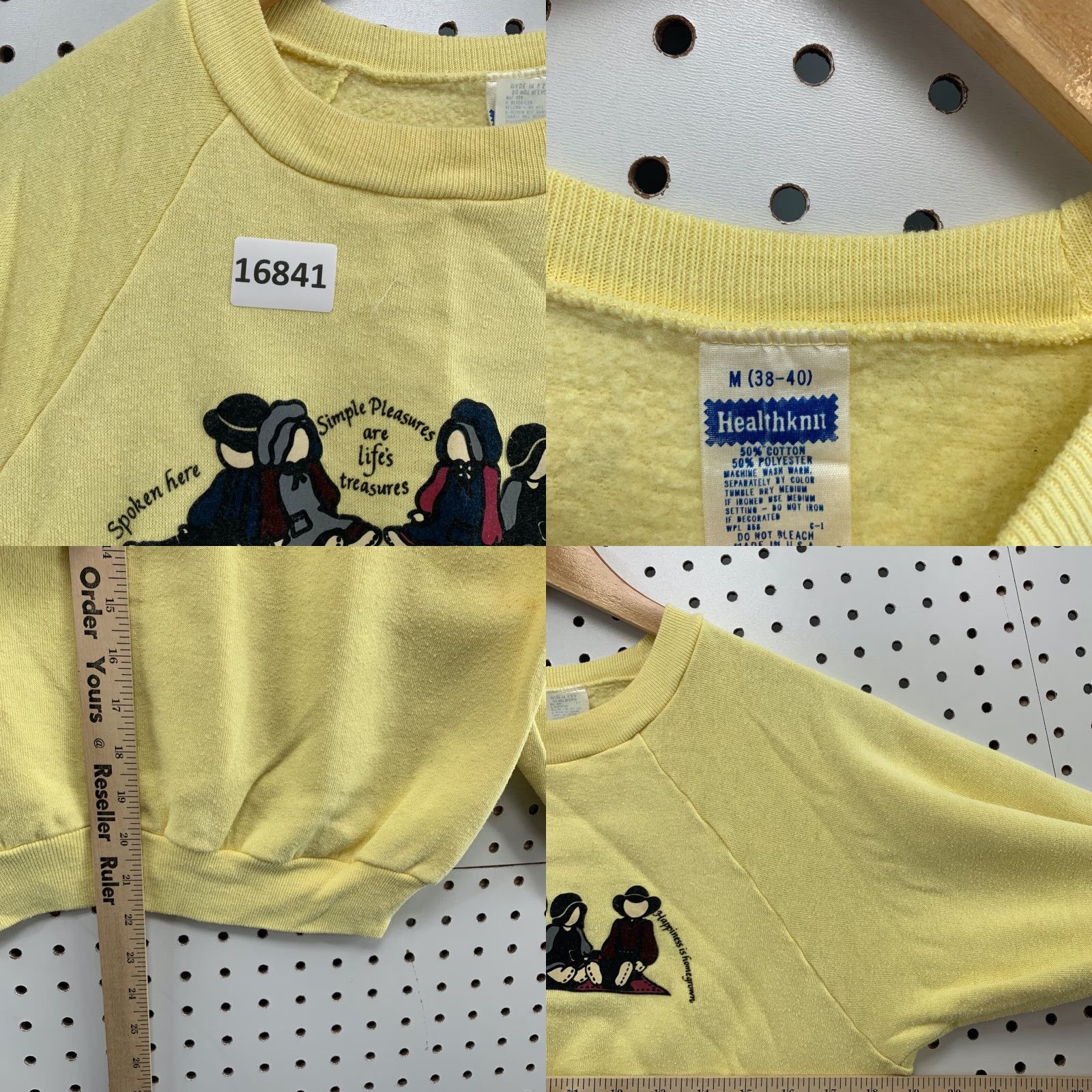 Vintage VINTAGE HealthKnit Crew Neck Sweatshirt Medium Yellow Solid 70s 80s Mens Size US M / EU 48-50 / 2 - 8 Thumbnail