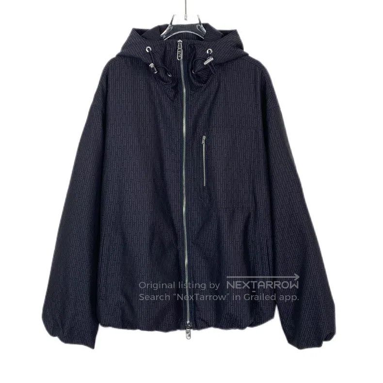 Fendi Fendi Navy blue logo letter full print hooded zipper wool Size US M / EU 48-50 / 2 - 1 Thumbnail