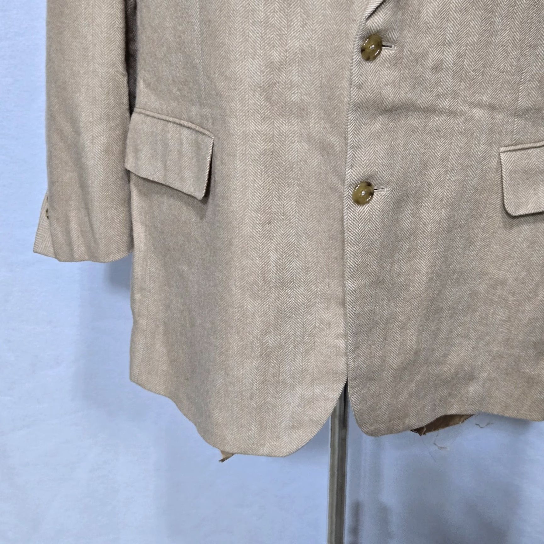 Brooks Brothers Brooks Brothers Blazer Mens 46 Camel Hair Herringbone Sport Coat Jacket Beige 3-in-1 Button Size 46R - 5 Thumbnail