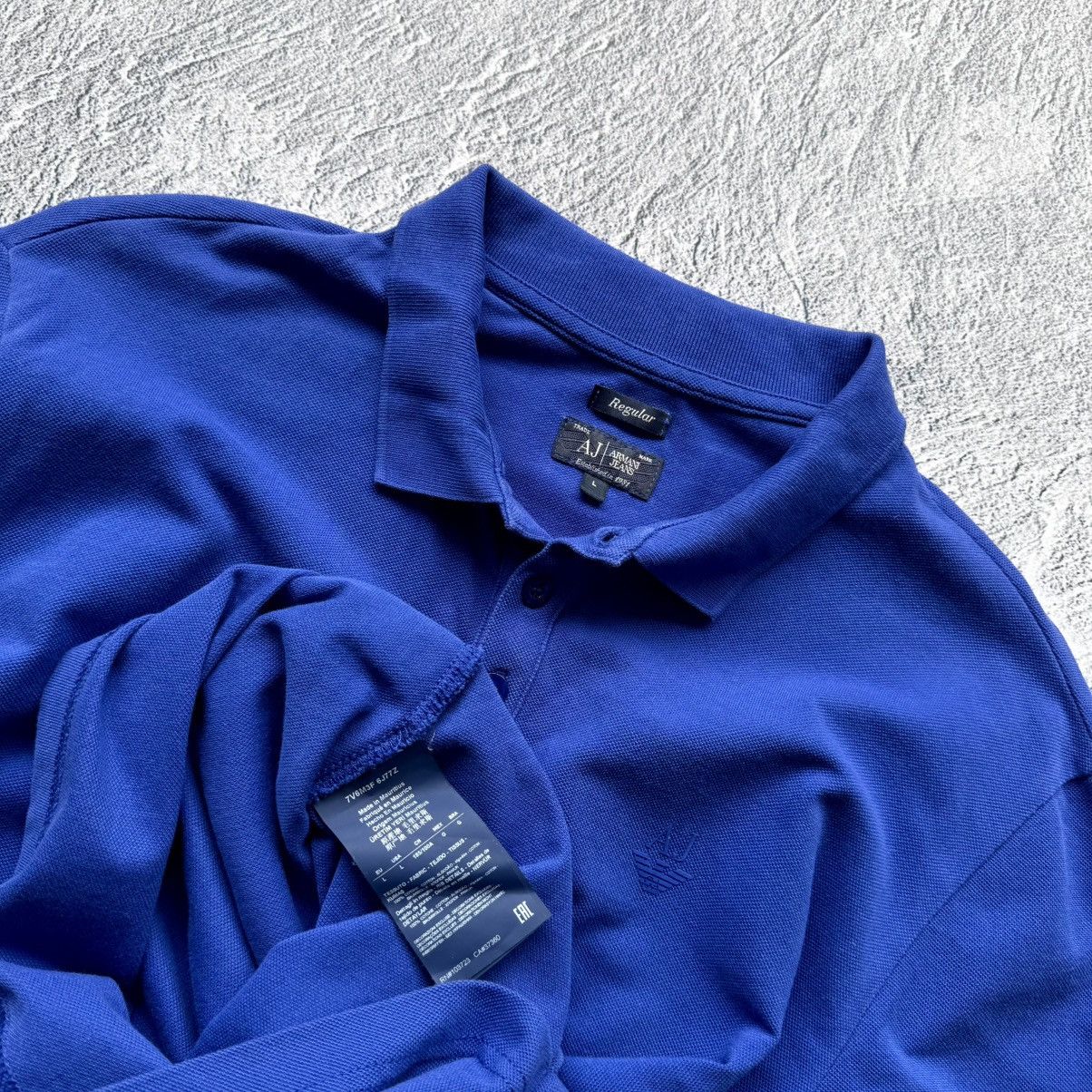 Giorgio Armani Armani Jeans Mens Blue Long Sleeve Polo Shirt Regular Fit Size US L / EU 52-54 / 3 - 4 Thumbnail