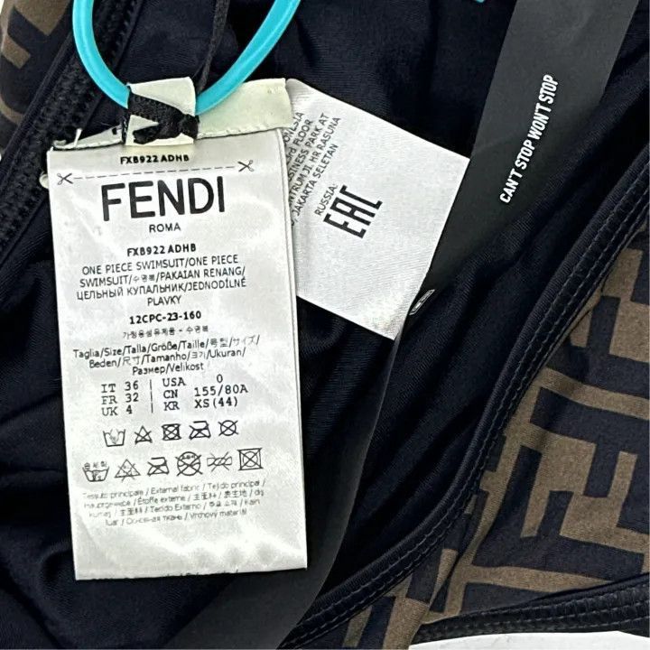 Fendi Fendi Logo Printed Triangle Swimsuit for Women -2508 Size 35" - 2 Thumbnail
