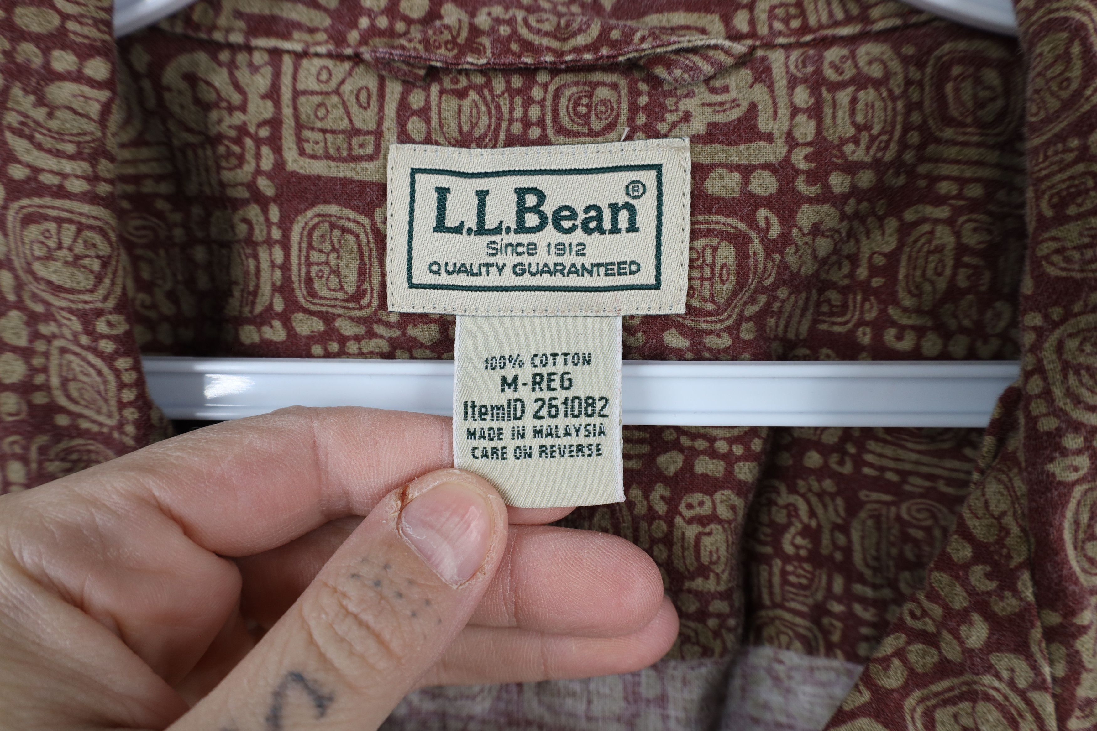 L.L. Bean × Vintage Vintage 90s LL Bean Abstract Looped Collar Button Shirt Red Size US M / EU 48-50 / 2 - 6 Thumbnail