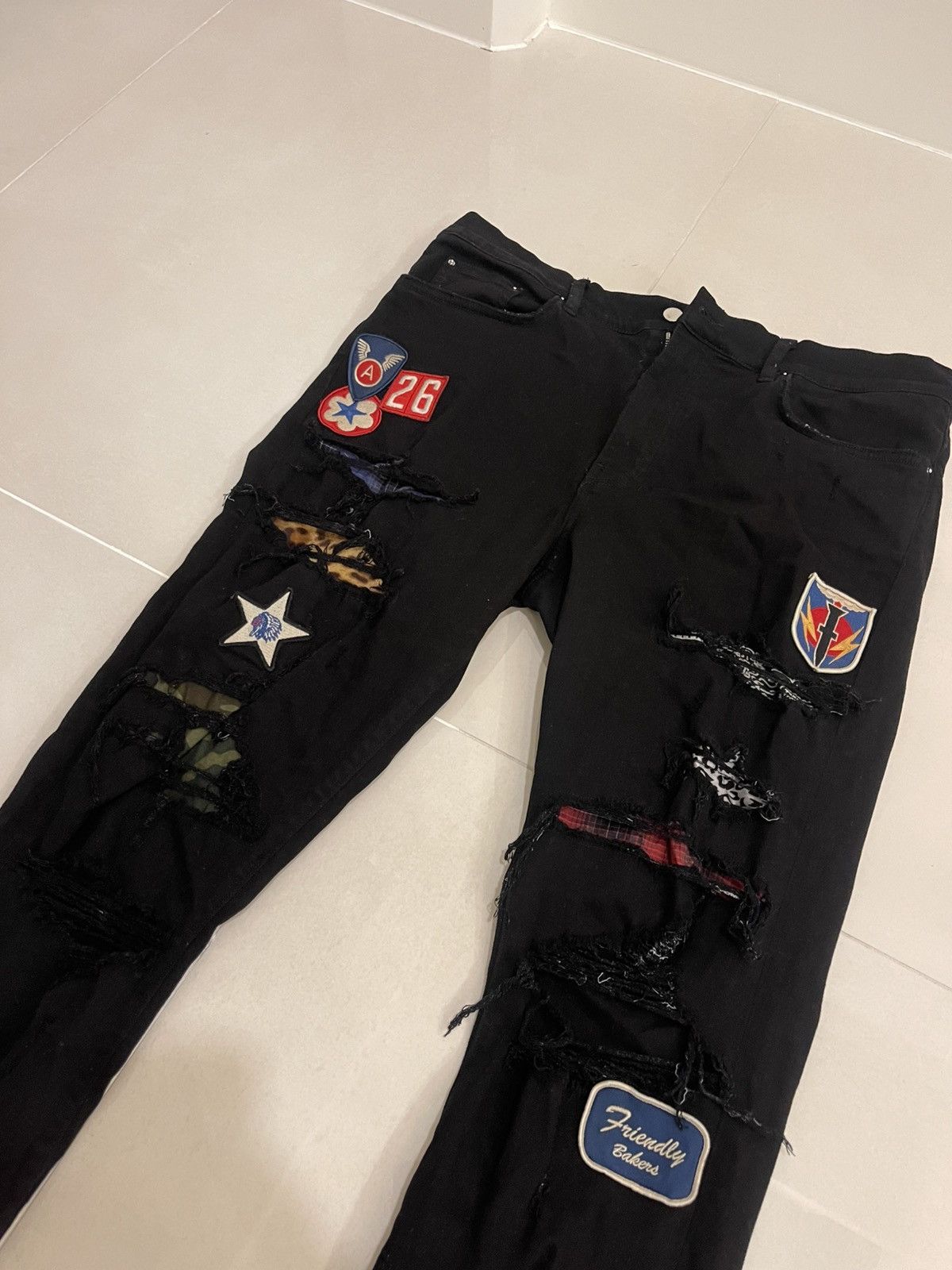 Amiri Amiri black art patch painted jeans Size US 38 / EU 54 - 3 Thumbnail