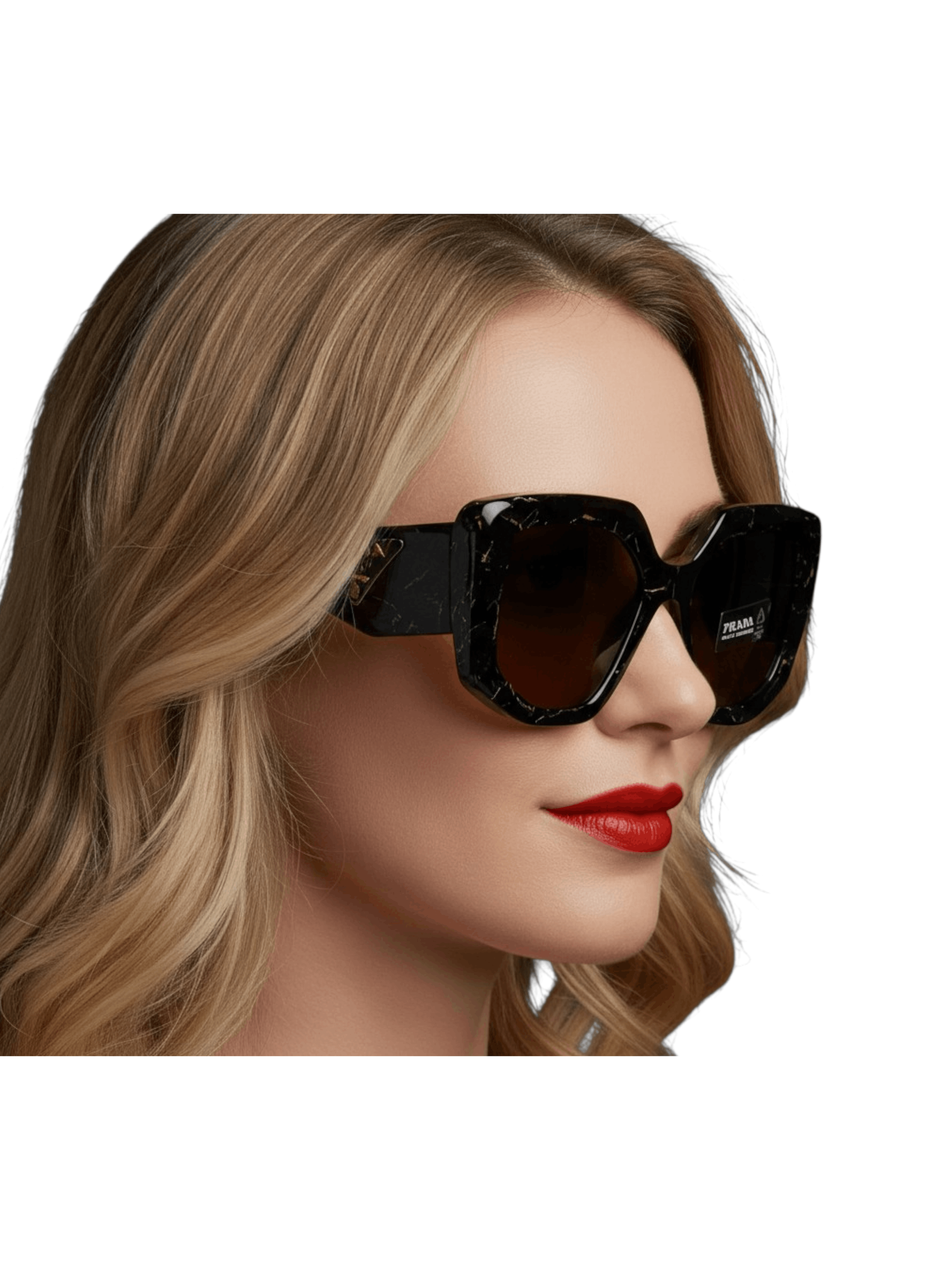 Prada Prada Triangle Logo Oversized Retro Symbol Black Sunglasses Size ONE SIZE - 11 Thumbnail
