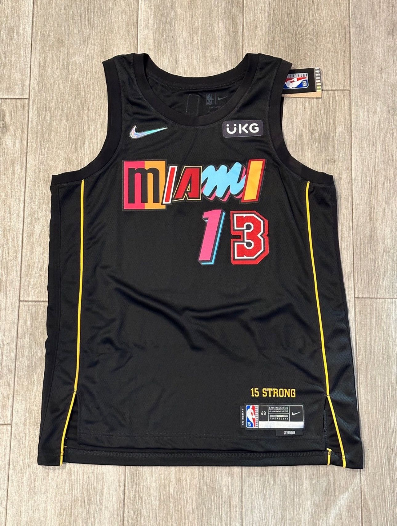 image of NBA x Nike Bam Adebayo Nike Miami Heat Mashup Swingman Jersey Vice Size L in Black, Men's