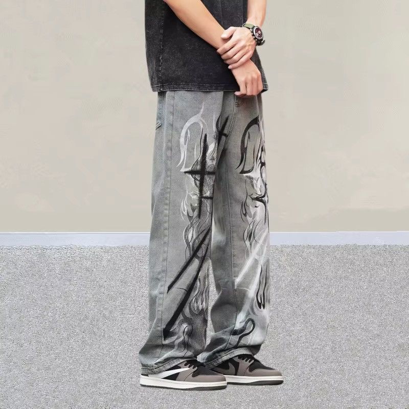 Japanese Brand Flame Art Graphic Denim Pant Size US 29 - 10 Thumbnail