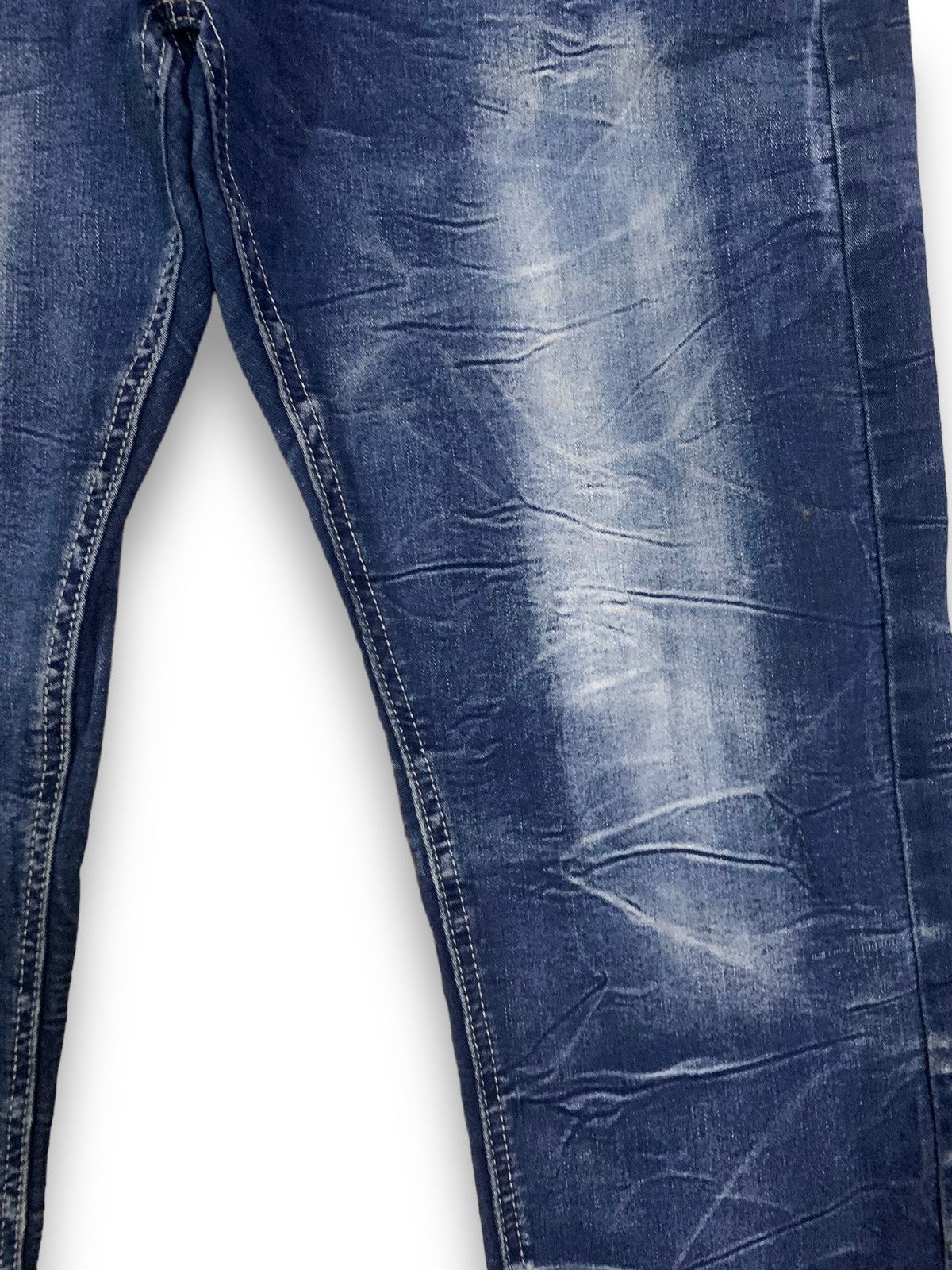 semanticdesign Semantic Design Blue Washed Stretch Slim Taper Punk Jeans Size US 33 - 7 Thumbnail