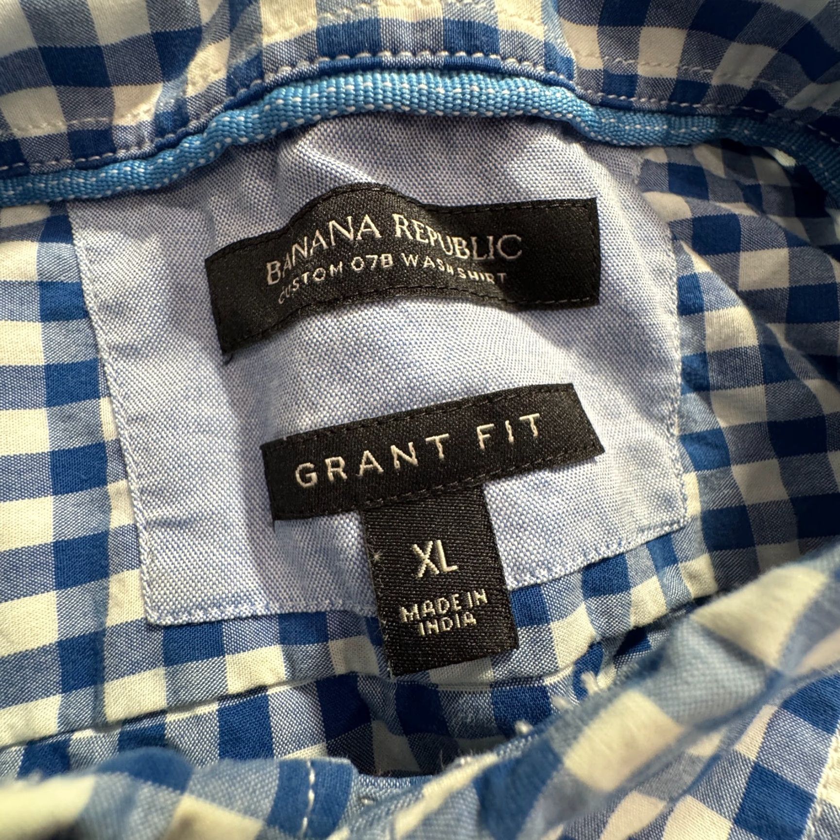 Banana Republic Banana Republic Shirt Mens XL Blue Gingham Check Grant Fit Cotton Button Up Size US XL / EU 56 / 4 - 3 Thumbnail