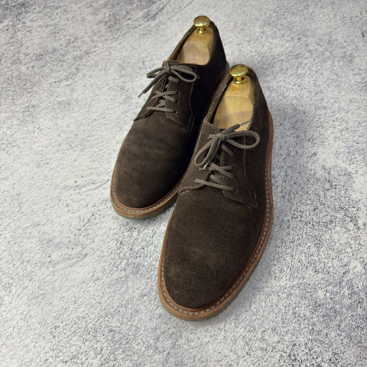 Designer × Handmade Gordon&Bros Mens Brown Suede Derbies US9 UK8 EU42 Size US 9 / EU 42 - 2 Thumbnail