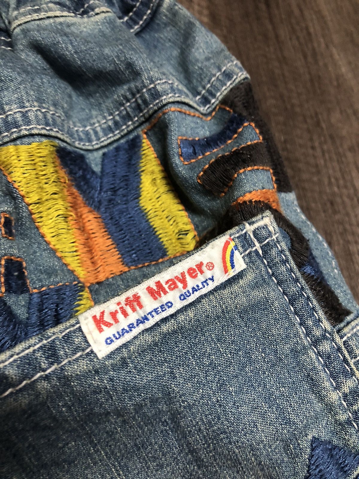 Designer Vintage Kriff Mayer Sport Wear Jeans Patchwork Design Size 34" / US 12 / IT 48 - 13 Thumbnail