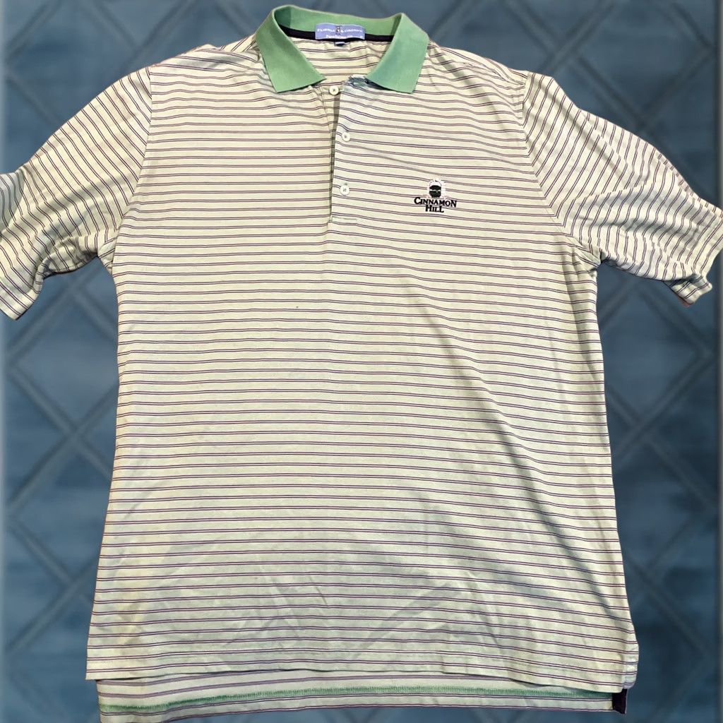 Vintage Fairway & Greene Polo Shirt Men XL Green Striped Collared Button Short Sleeve Logo Golf Cinnamon Hill Jamaica Size US XL / EU 56 / 4 - 1 Thumbnail