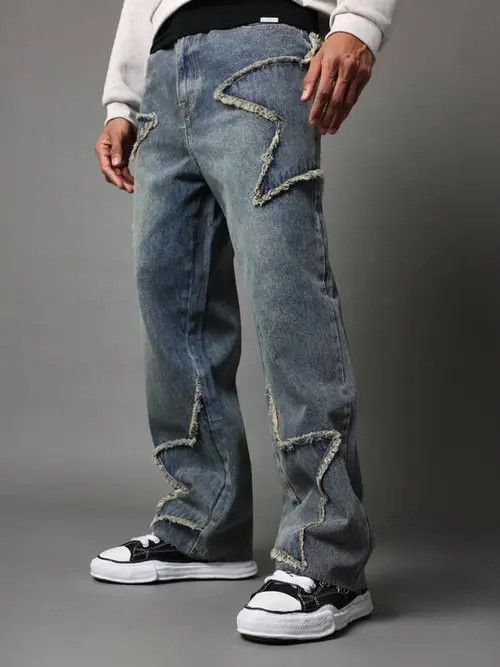 Loose fit Denim Jeans Distressed Design