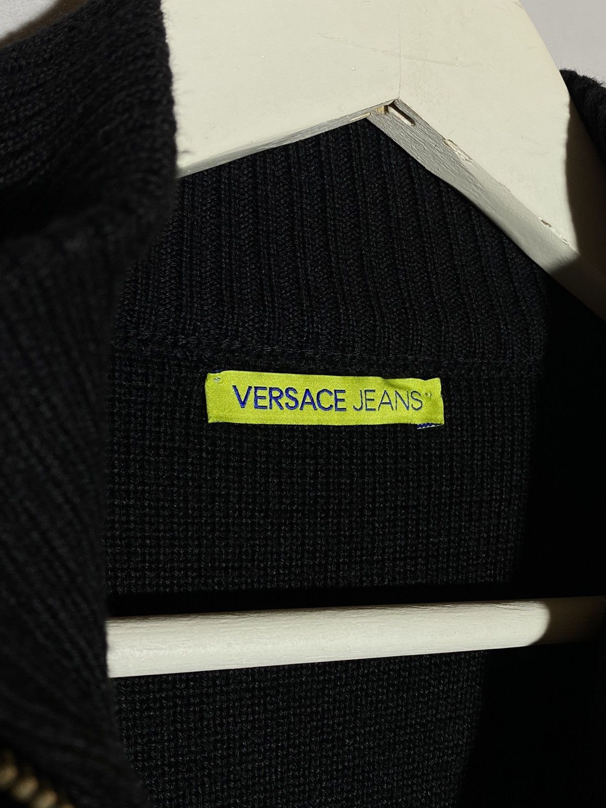 Versace Jeans Couture × Vintage Versace Jeans leather elements wool black zip up sweater Size US M / EU 48-50 / 2 - 12 Thumbnail