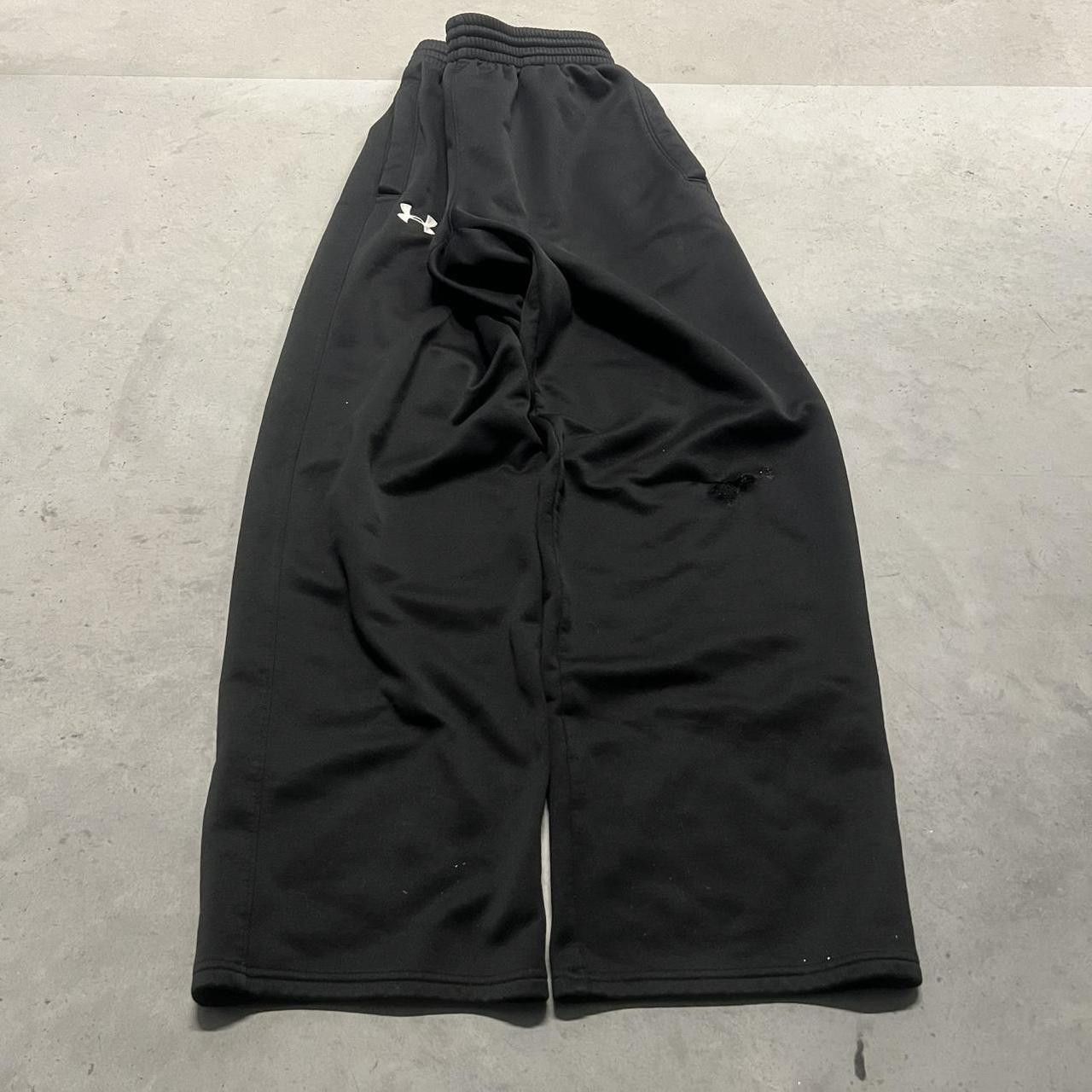Under Armour Crazy Vintage Y2K/2000s Baggy Black under armour Sweatpants with adjustable waistband, pockets and knee rip! Size US 32 / EU 48 - 2 Thumbnail