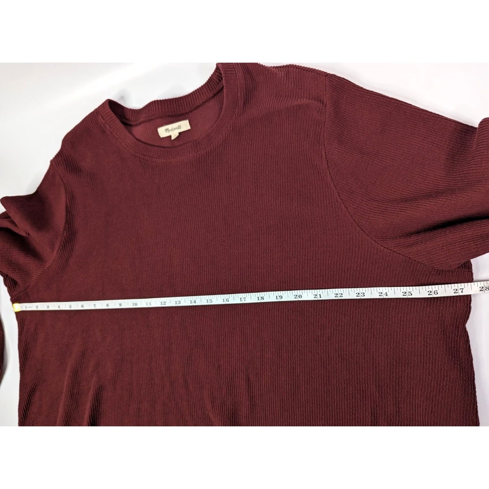 Madewell Madewell Elwood Knot Front Top Ribbed Maroon Classic Basic Thermal Womens 3X Shirt Long Sleeve Crew Neck Cotton Knit Size XXL / US 16-18 / IT 52-54 - 6 Thumbnail