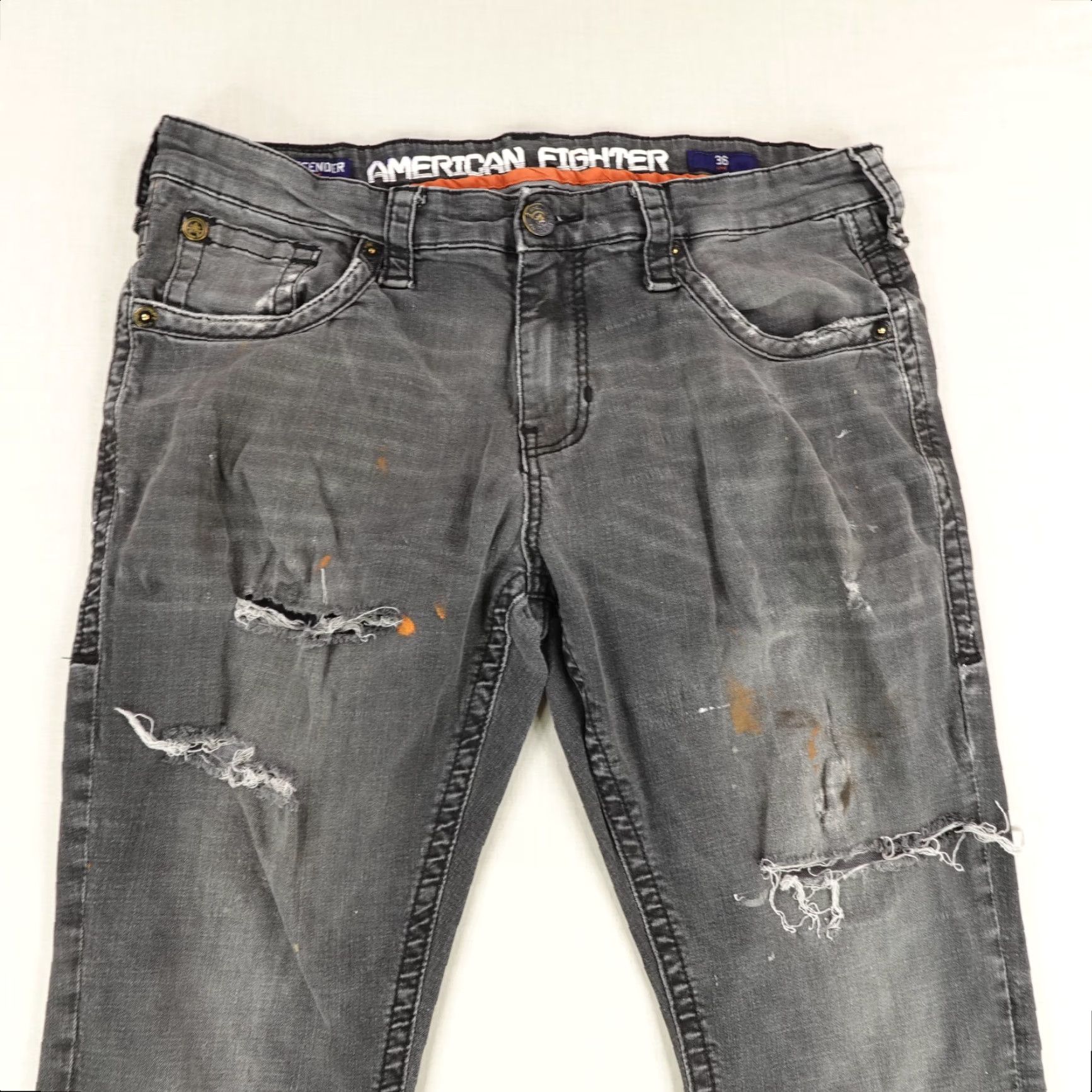 Vintage VINTAGE American Fighter Jeans Mens 36 Straight Denim Distressed Casual Slim Gray Size US 35 - 2 Thumbnail