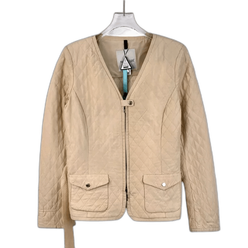 Moncler Moncler Beige Quilted Cotton Jacket with Belt Size S / US 4 / IT 40 - 1 Thumbnail