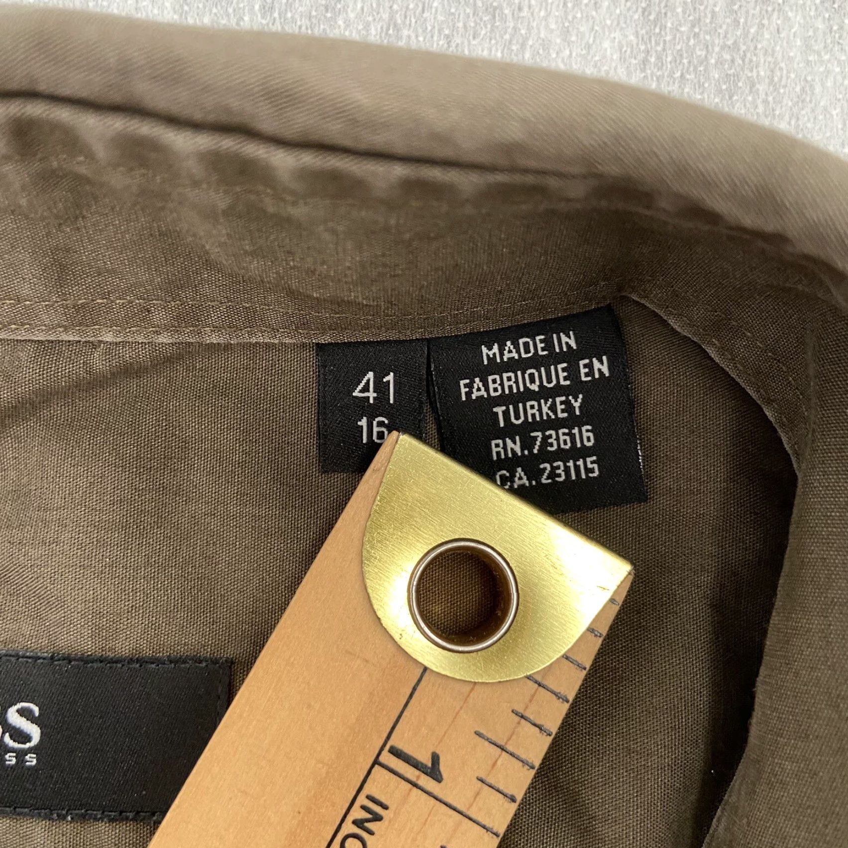 Hugo Boss HUGO BOSS Button-Up Shirt Adult 16 Brown Long Sleeve Casual Slim Mens Size 42R - 5 Thumbnail