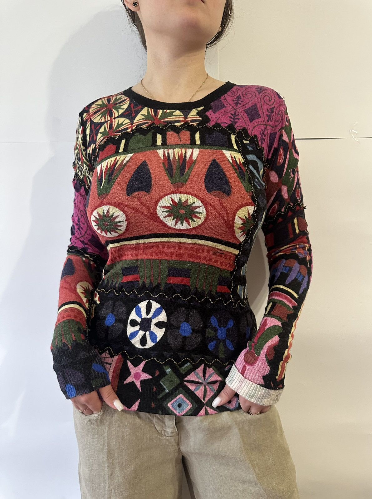 Desigual Desigual Avant Garde Very Crazy Y2K Floral Jumper Size M / US 6-8 / IT 42-44 - 1 Thumbnail
