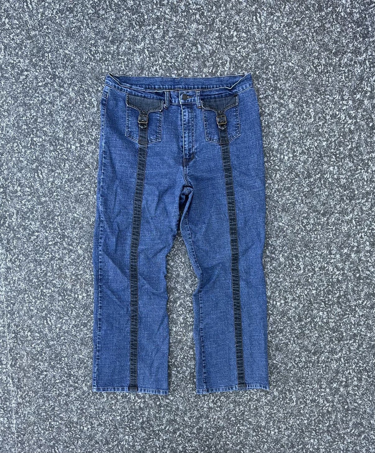 B.U.M Equipment × Vintage Vintage 90s Bum Equipment Denim Buckle Strap Jeans USA Baggy Size 34" / US 12 / IT 48 - 1 Thumbnail