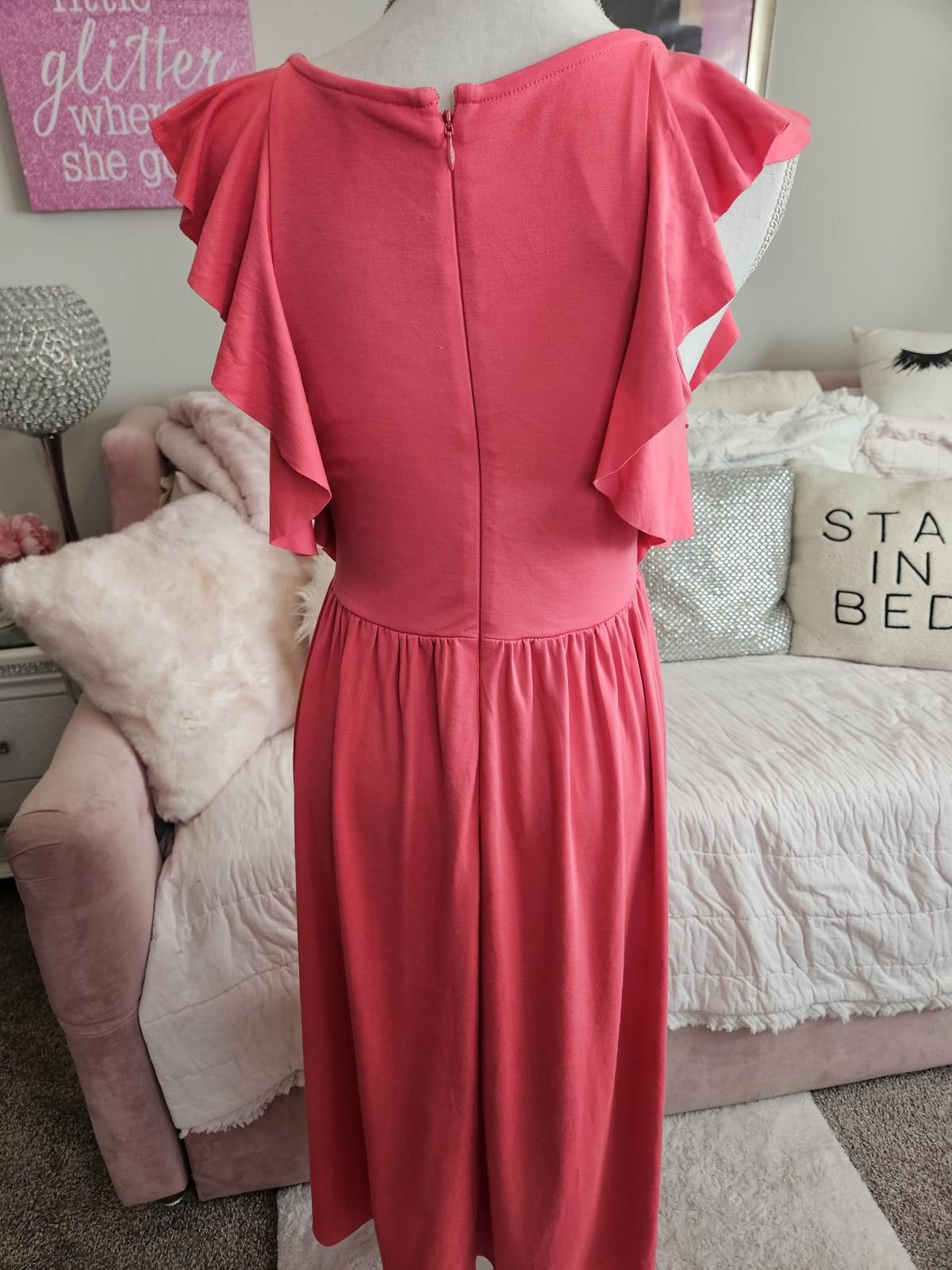 Gap Stylish GAP Coral Maxi Dress with Ruffle Sleeves Size S / US 4 / IT 40 - 3 Thumbnail