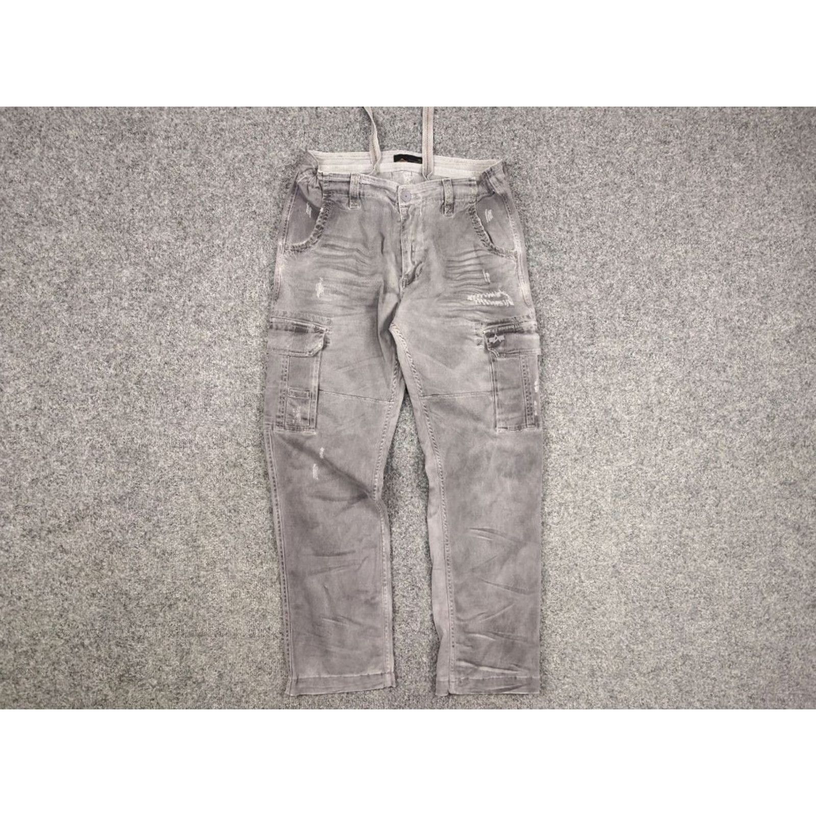 Vintage Alpha Industries Cargo Pants Mens Regular 32 Gray Cotton Blend Cargo Pocket 90s Army Canvas Straight Flat Front Size US 32 / EU 48 - 7 Thumbnail