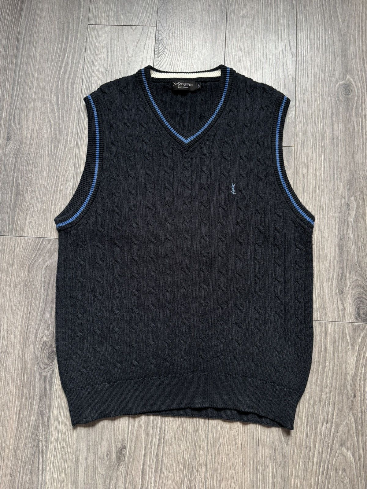Yves Saint Laurent Yves Saint Laurent Cable- Knitted Vest L Size US L / EU 52-54 / 3 - 2 Thumbnail