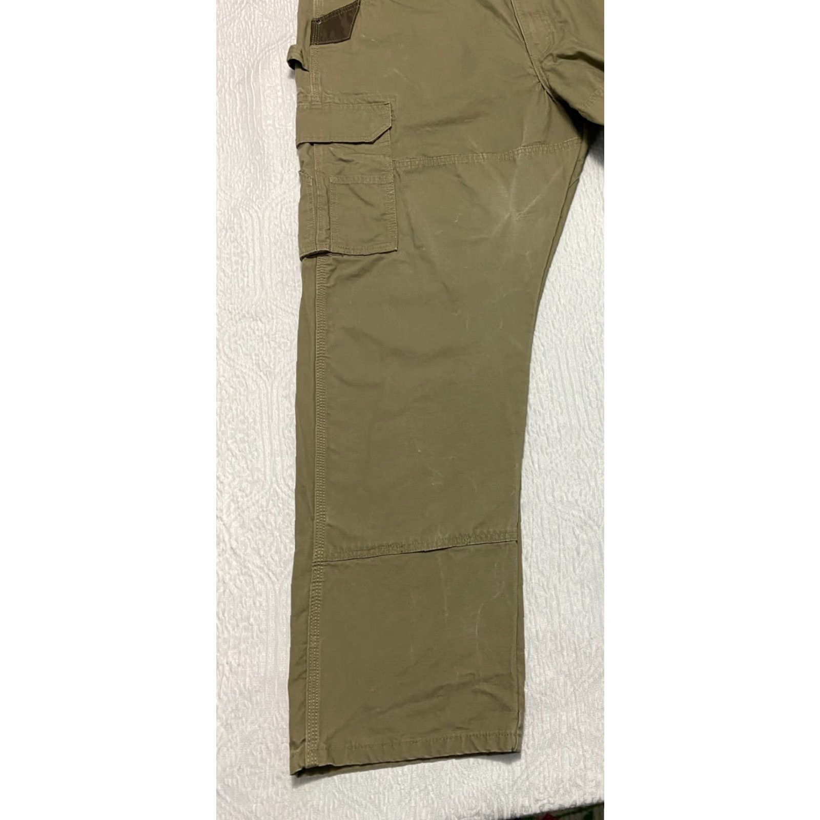 Wrangler Wrangler Workwear Relaxed Fit Carpenter Cargo Pants 42×32 Beige Wide Leg Ripstop 5-Pocket Mens Jeans Pants Size US 42 / EU 58 - 2 Thumbnail
