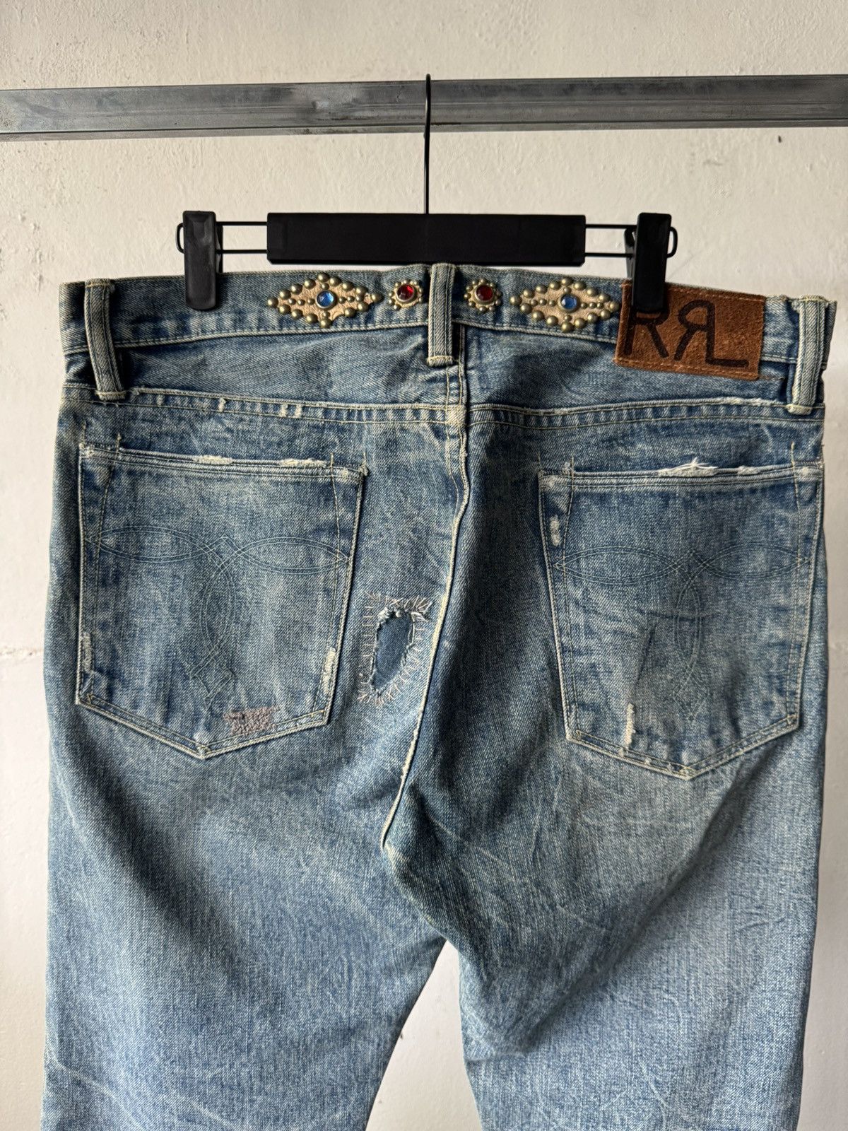Ralph Lauren 2006 RRL 1/1 Moonshine Wash Lapidary Gemstone Selvedge Denim Size US 35 - 3 Thumbnail