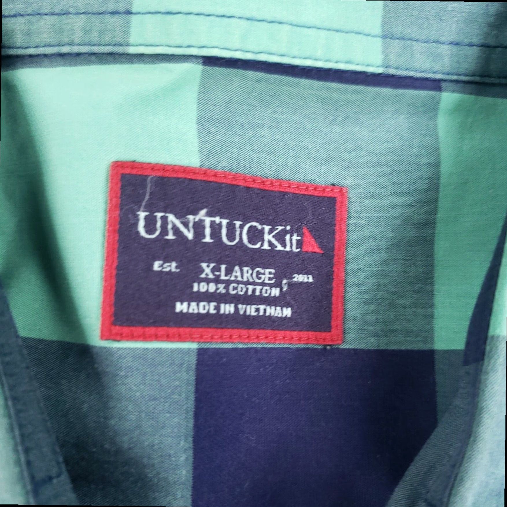 UNTUCKit UNTUCKit Mens Long Sleeve XL Extra Large Green Blue Plaid Button Up Casual Dress Shirt Size US XL / EU 56 / 4 - 5 Thumbnail