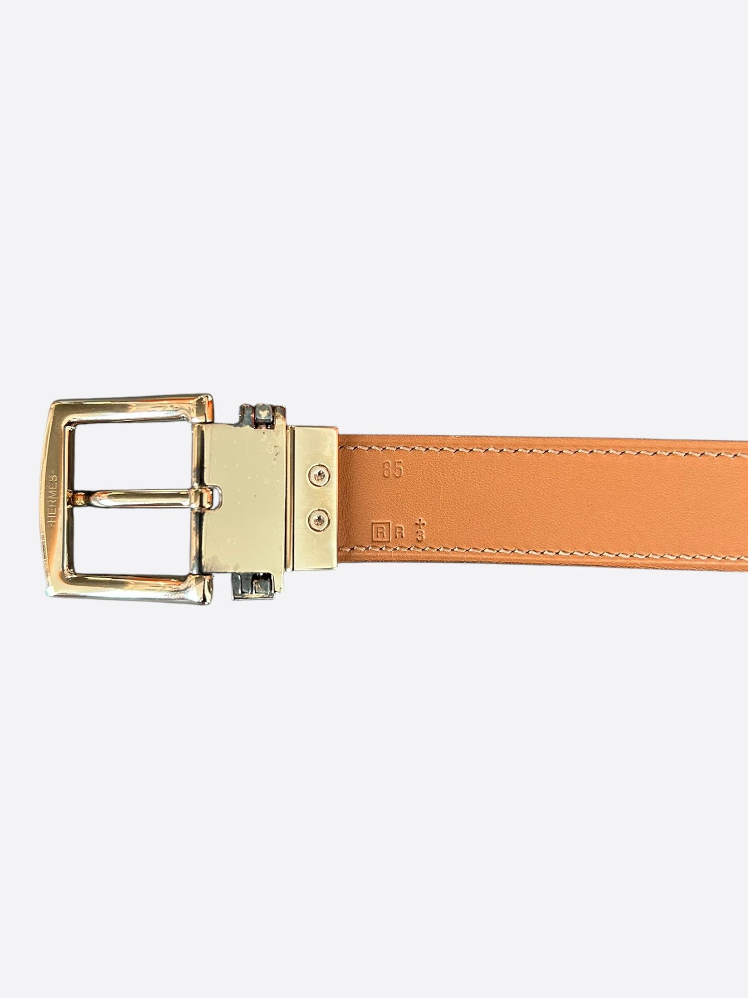 Hermes Hermes Brown & Palladium Bout Métal Belt Size 30 - 3 Thumbnail