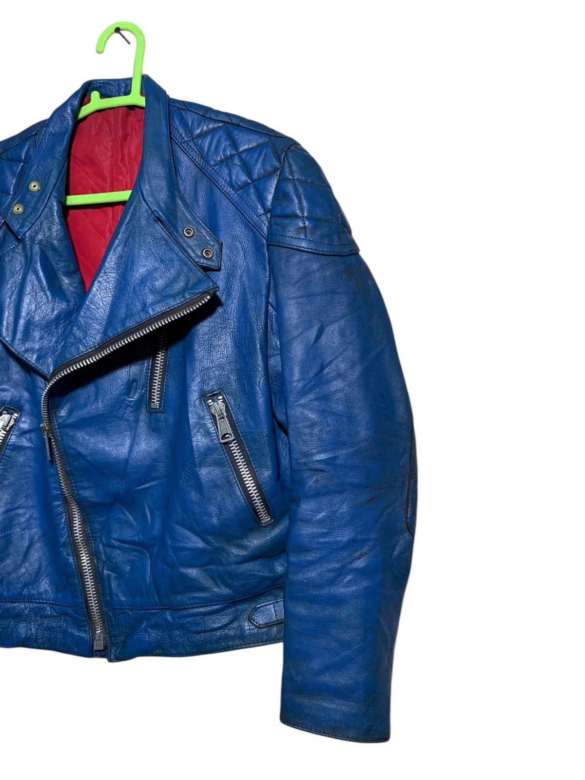 Genuine Leather × Vintage 🔥VTG BLUE BIKERS JACKETS GENUINE LEATHER Size US L / EU 52-54 / 3 - 3 Thumbnail
