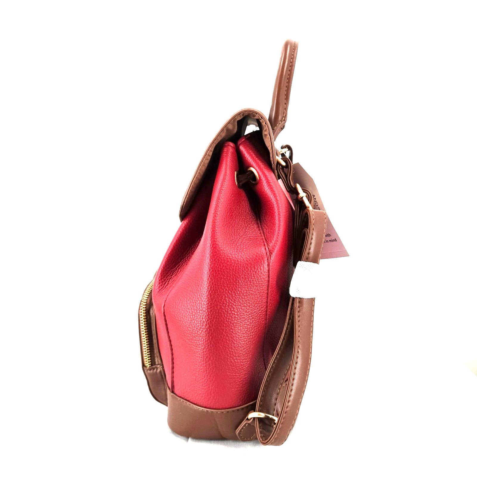Walmart Time & Tru Gabriella Drawstring Backpack Persimmon/Chestnut Size ONE SIZE - 5 Thumbnail