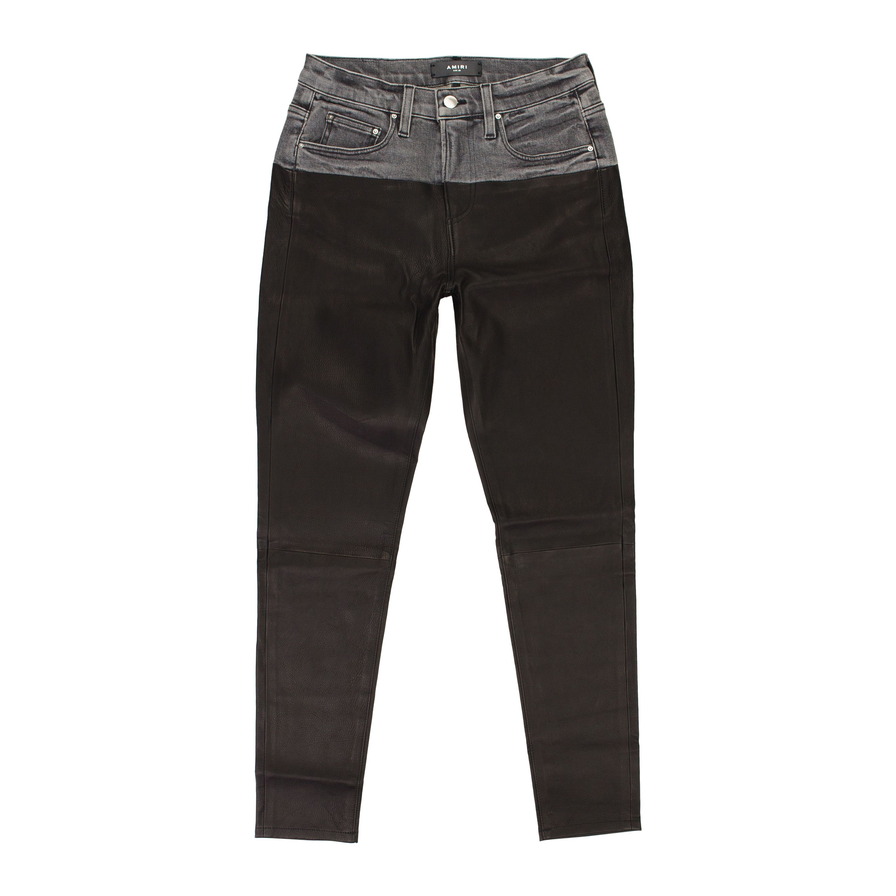 Amiri Amiri BLACK/AGED BLACK CONTRAST LEATHER SKINNY JEANS SIZE 28 Size 28" / US 6 / IT 42 - 1 Thumbnail