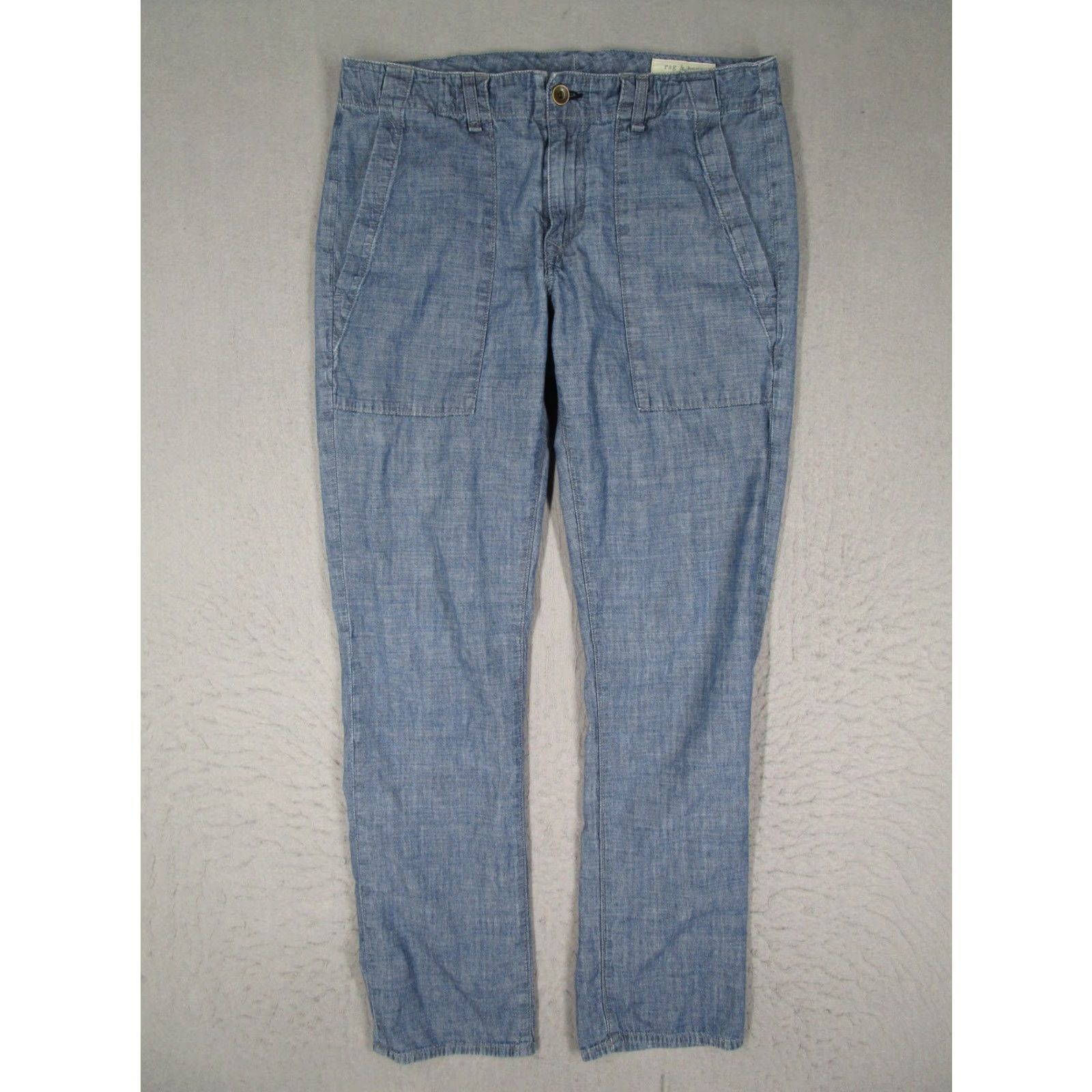 Rag & Bone Rag & Bone Pants Mens 30x30 Chambray Blue Cotton Chino Made In USA Lightweight Flat Front 5-Pocket Size US 30 / EU 46 - 2 Thumbnail