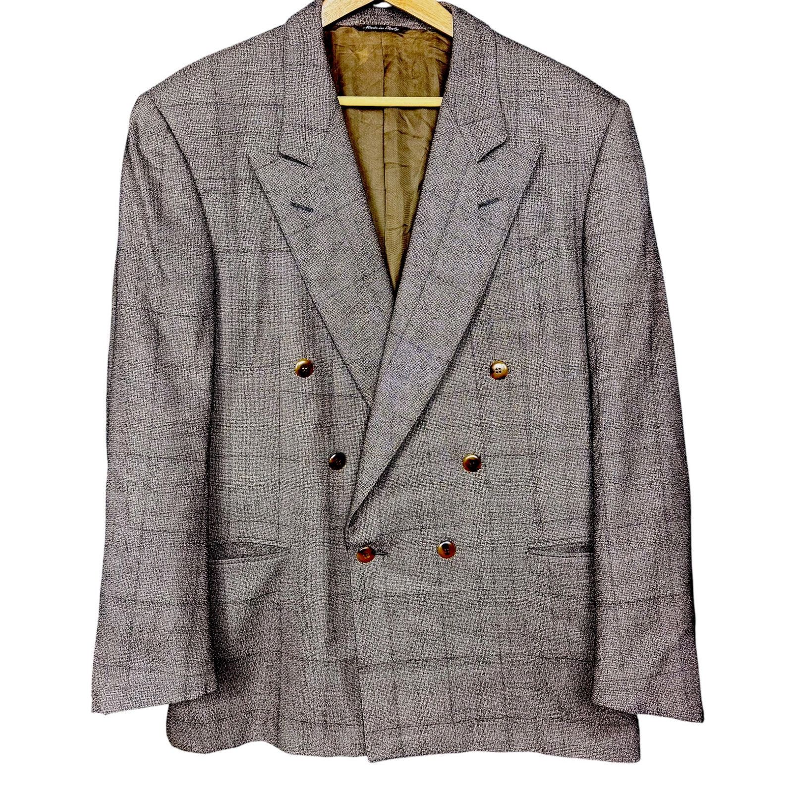 Canali Vintage Canali Blazer Mens 46R Gray Wool Double Breasted Size 46R - 8 Thumbnail