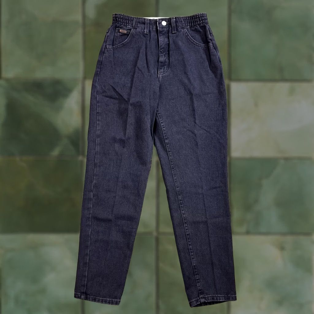 Lee VINTAGE Lee Jeans Womens Denim High Waist 90s Tapered Regular Fit 26x27 Dark Brown Cotton Made USA Size 26" / US 2 / IT 38 - 1 Thumbnail