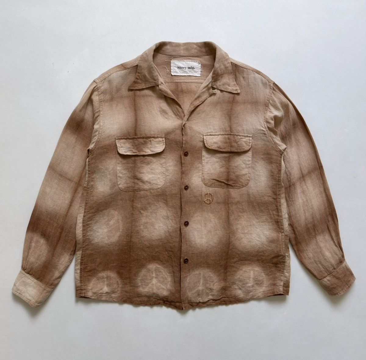 Story Mfg. Brown/Beige ‘Peace Tie Dye’ Print Shirt Size US S / EU 44-46 / 1 - 2 Thumbnail