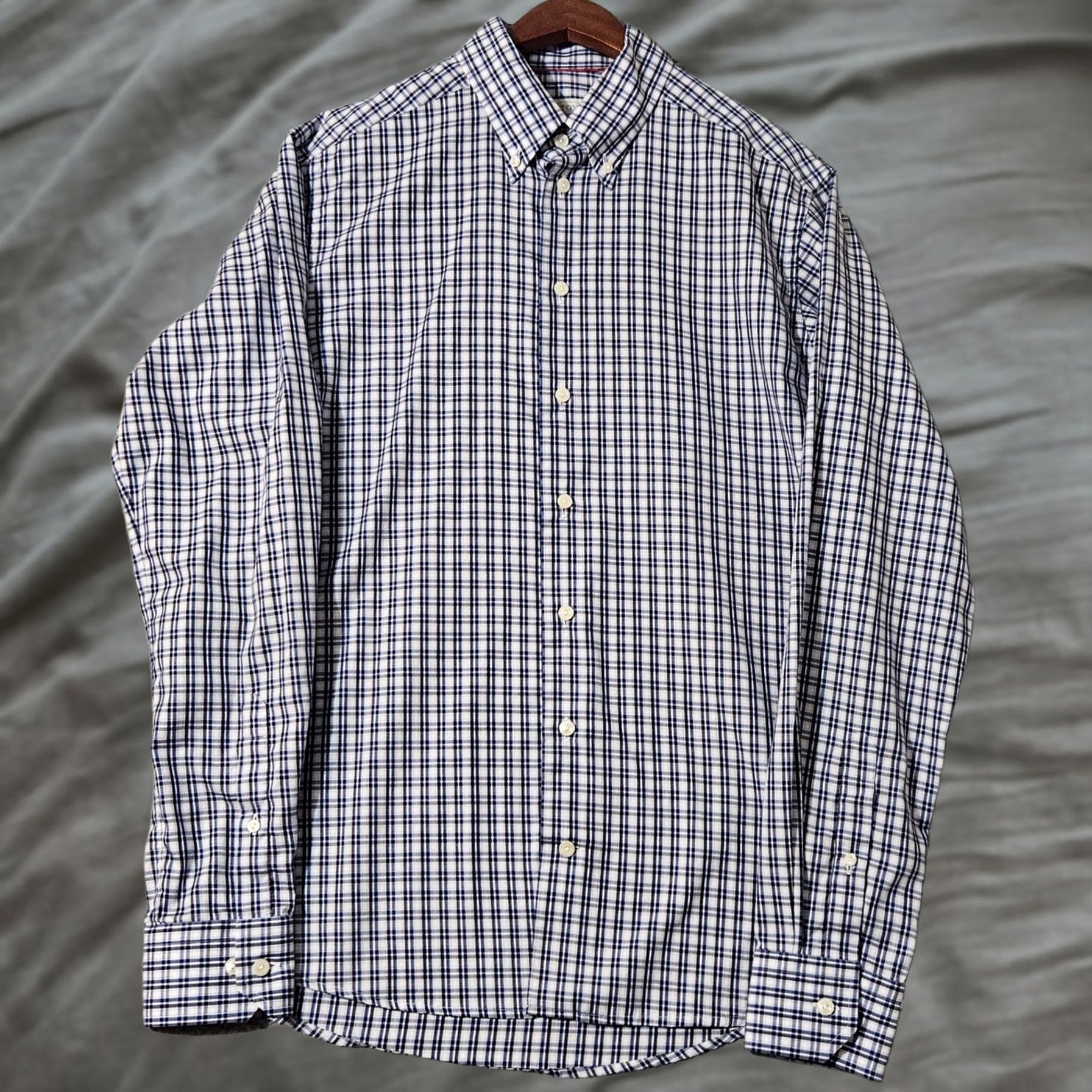 Eton Eton Shirt Mens 16.5 42 Slim Fit Dress Button Down Plaid Check Blue White Size 46R - 1 Thumbnail