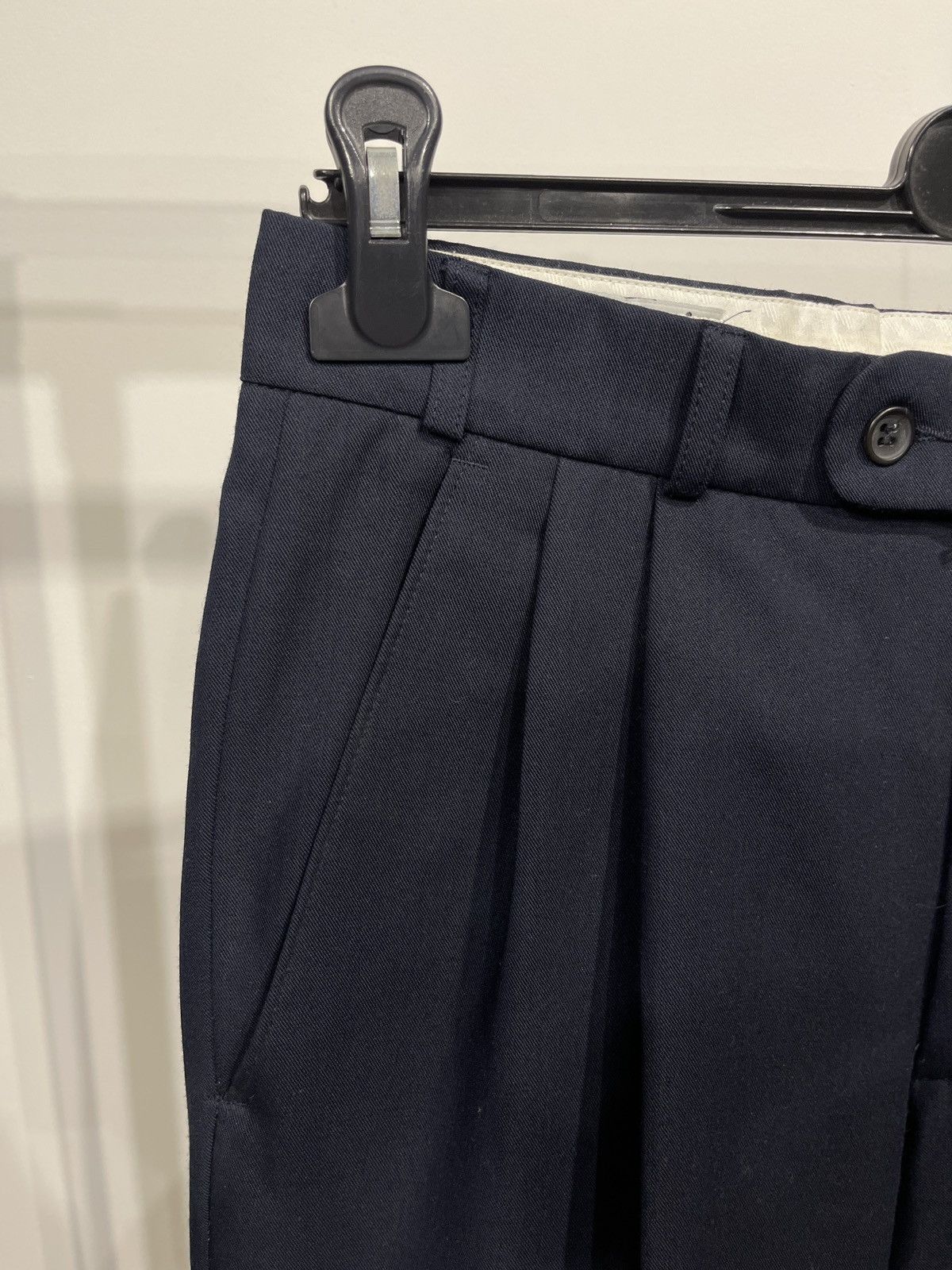 Vintage Vintage Sandro Pozzi Wool Pleated Trousers Navy Blue US30in Size 36R - 3 Thumbnail