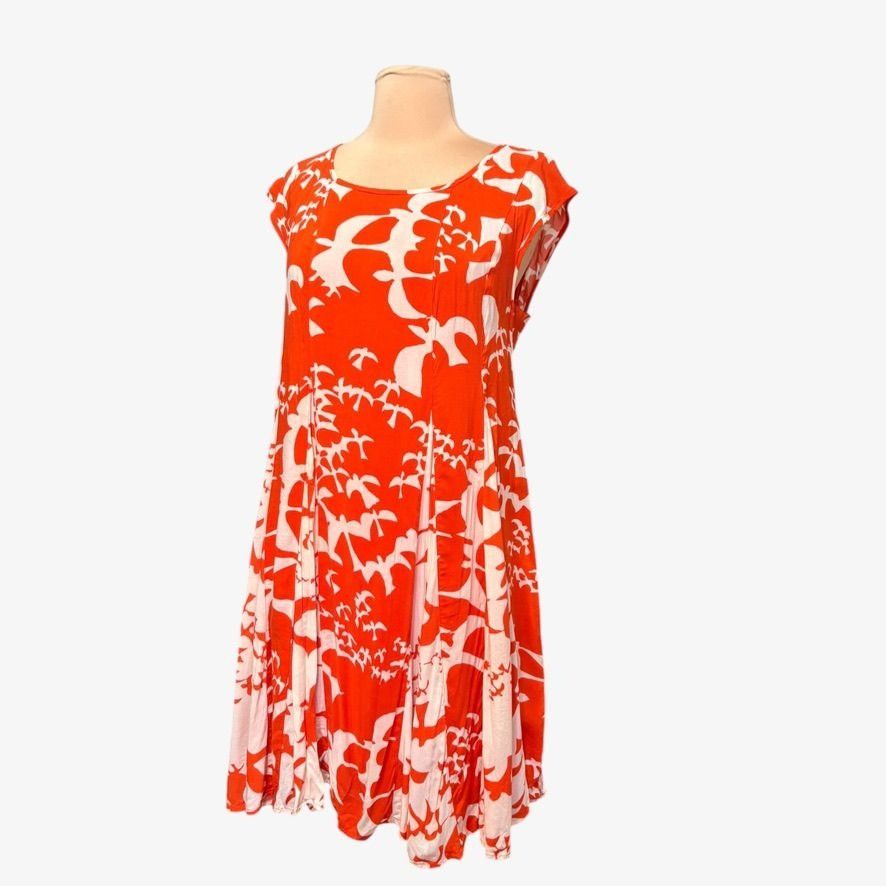 Anthropologie Anthropologie Maeve Mini Swing Dress Small Tangerine White B Size S / US 4 / IT 40 - 1 Thumbnail