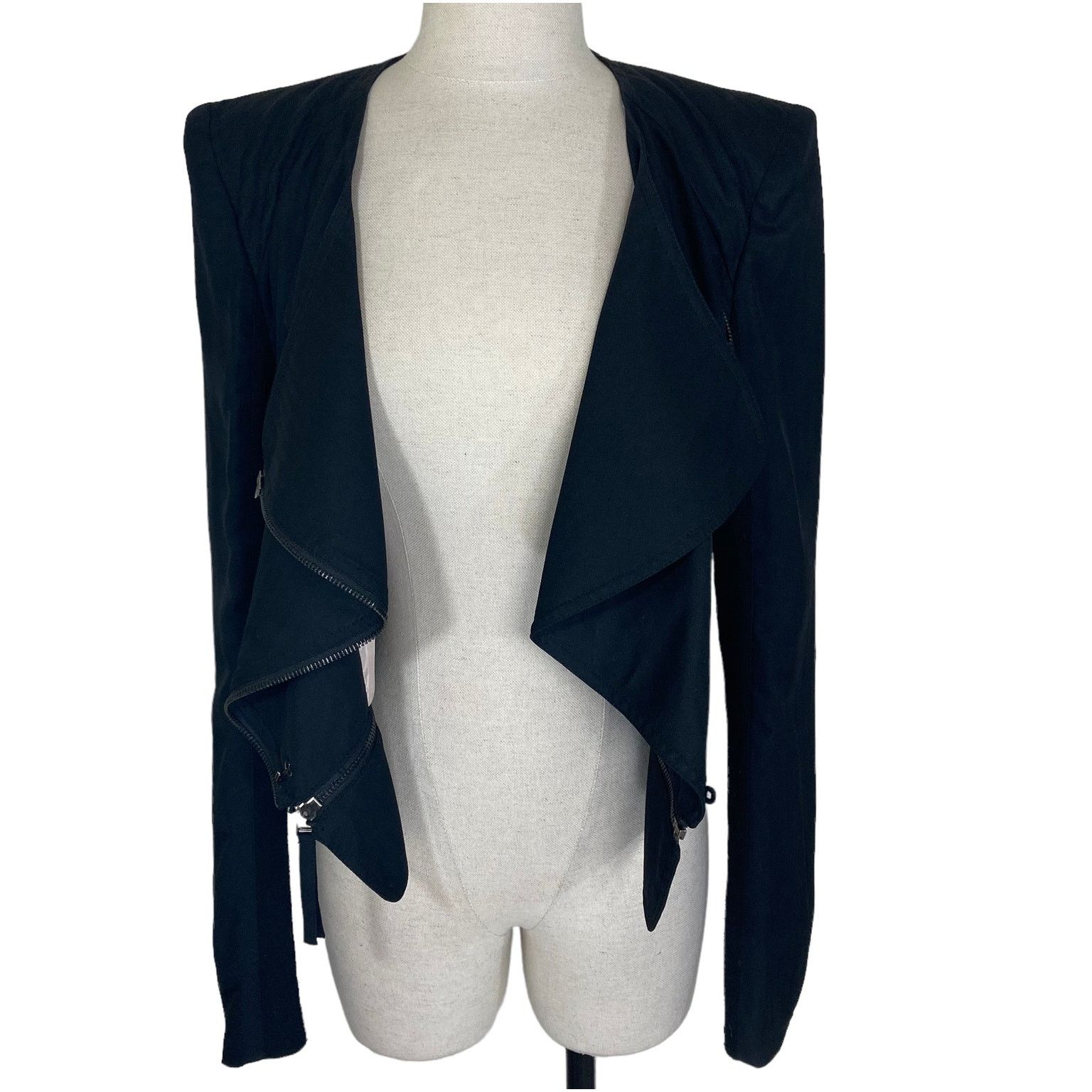 Other Mcginn black silk moto jacket, womens med convertible coat Size M / US 6-8 / IT 42-44 - 6 Thumbnail