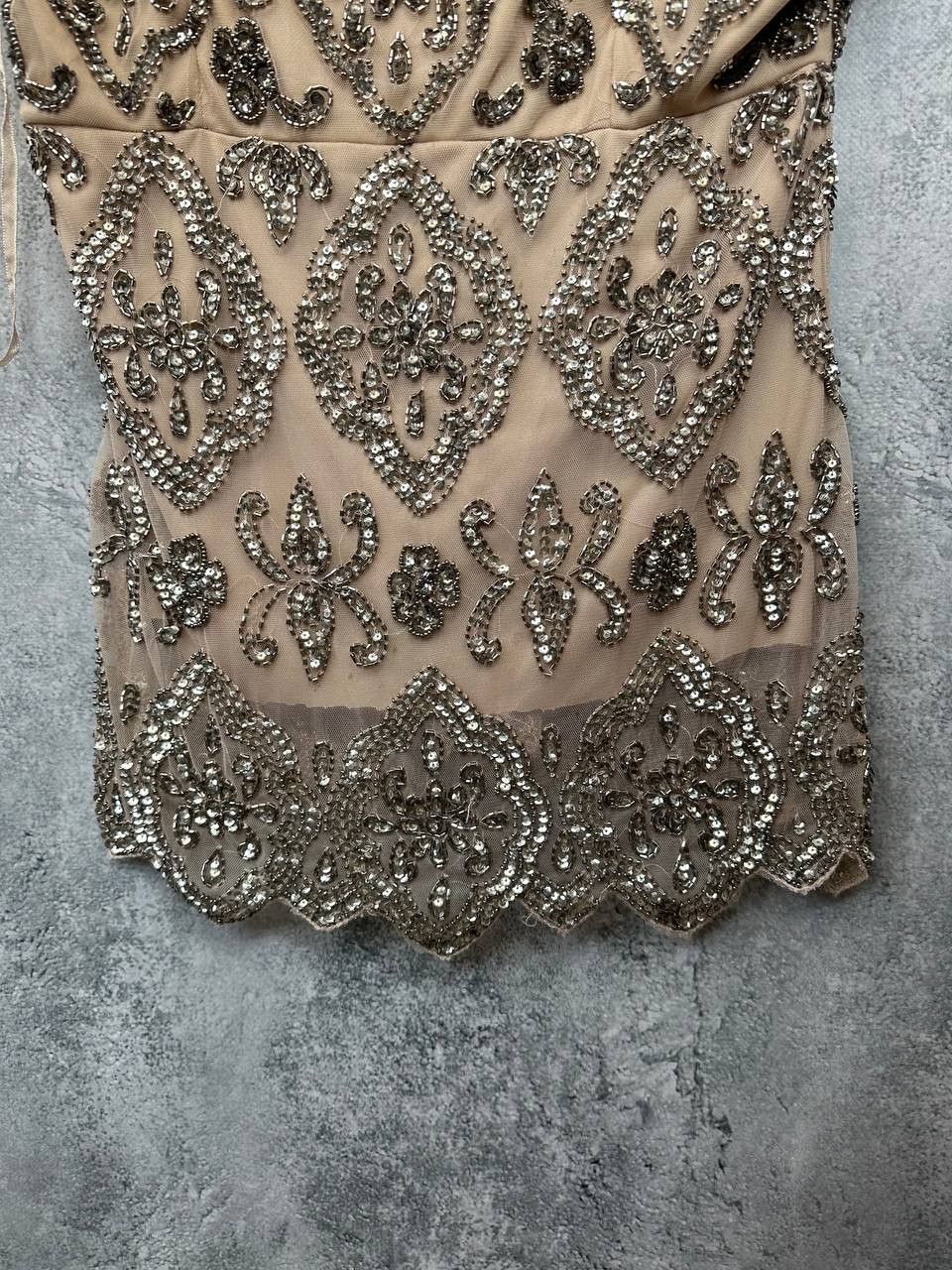 Vintage Pisarro Nights Beaded Short Sleeve Top Silver Elegant Size M / US 6-8 / IT 42-44 - 7 Thumbnail