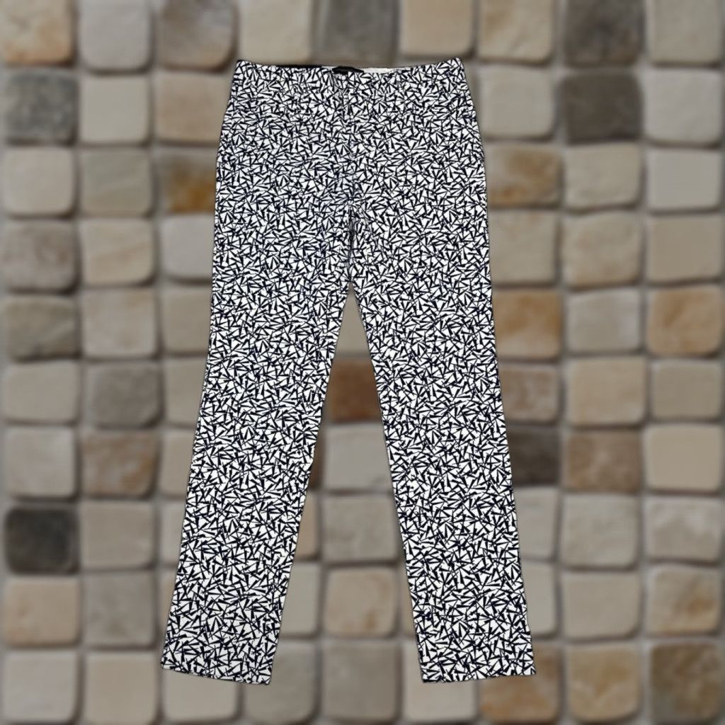 Banana Republic Banana Republic Sloan Pants Womens 6 White Cotton Abstract Straight Leg Size 28" / US 6 / IT 42 - 1 Thumbnail