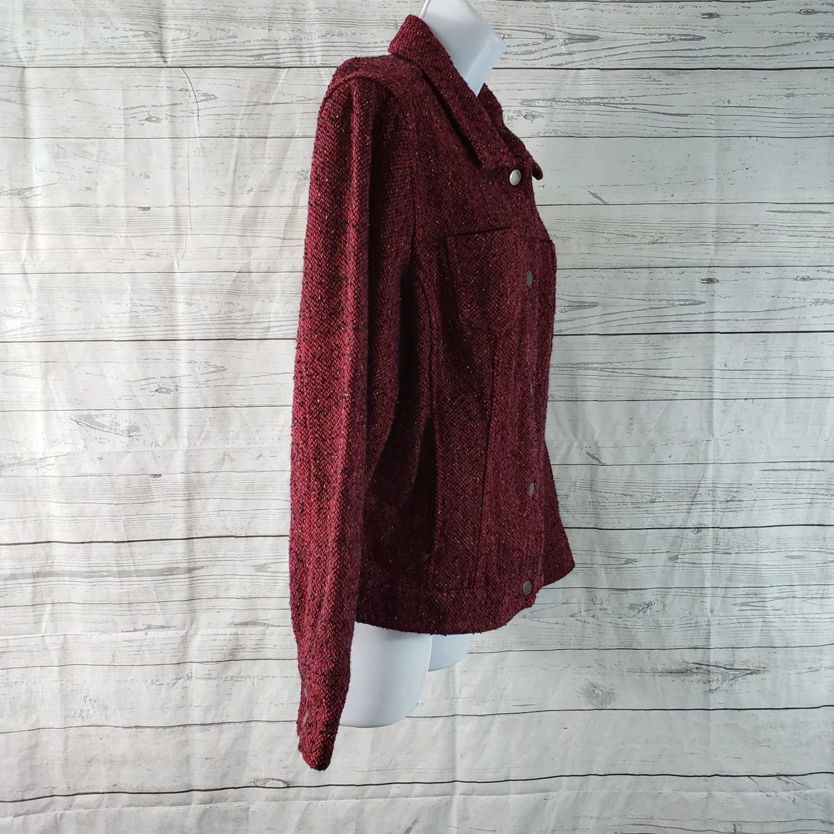 J. Jill J Jill Womens Tweed Jacket Sz Large Red Black Wool Blend Snap Buttons Jacket Womens Large Red Tweed Wool Blend Snap Buttons Size L / US 10 / IT 46 - 3 Thumbnail